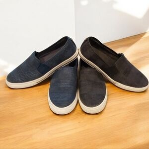 Lauren Ralph Lauren Jinny slip-on sneakers Black & Blue Woven Textured Size 9 B